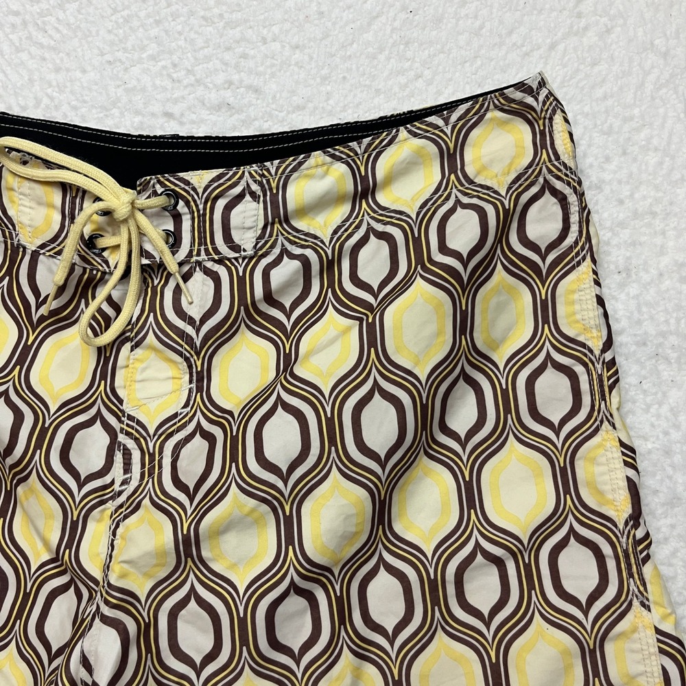 O'Neill Board Shorts‎ Mens 36/38 Yellow Brown Geometric Psychedelic Swim Trunks